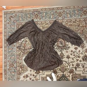 Forever 21 Chocolate Brown beaded babydoll Blouse